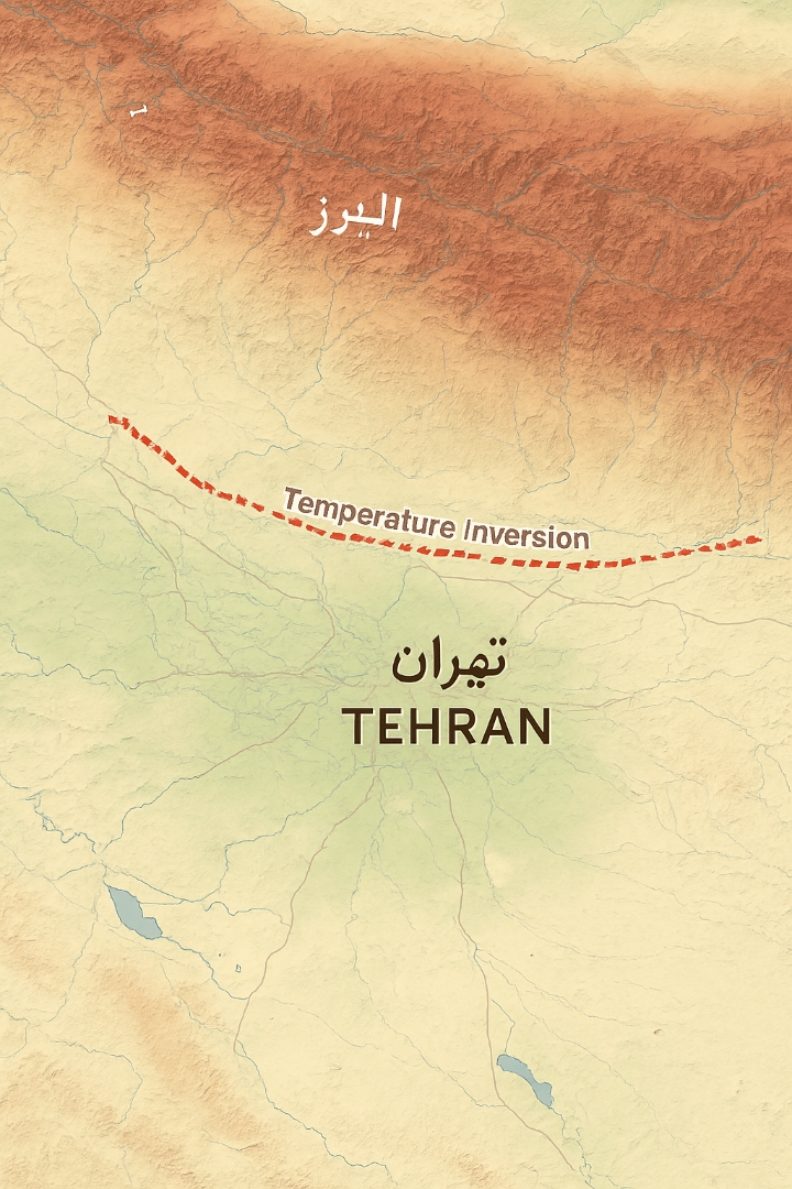 نقشه جغرافیایی تهران و موقعیت آن در دامنه البرز